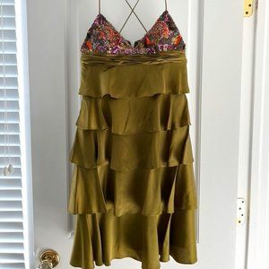 Olive Beaded Cocktail Dress